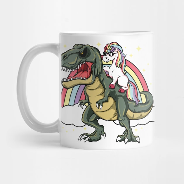 Unicorn Riding Dinosaur Trex Lover Rainbow by ghsp